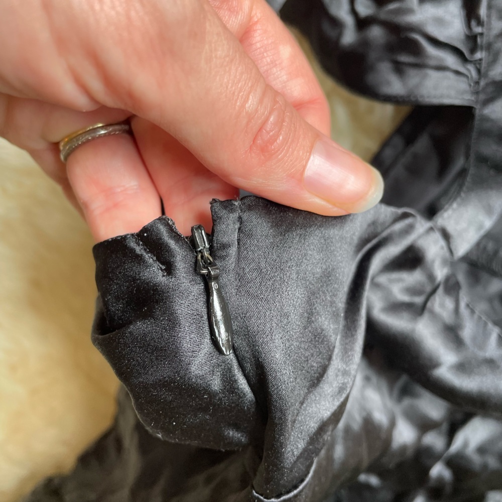 Vintage Betsey Johnson Y2K Silk charmeuse centerline ruched dress black holiday - Picture 4 of 8